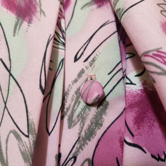 Vintage Tie Neck Blouse / Pink, Gray & White / Estimates Large - Picture 6 of 6